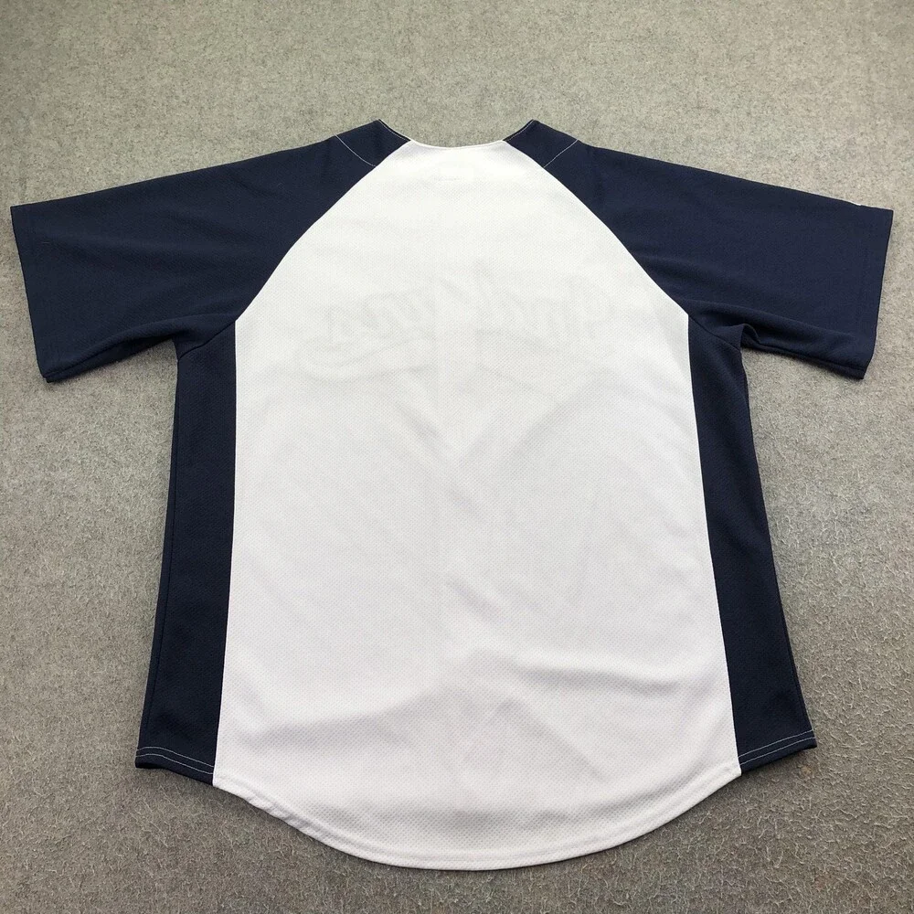 Vintage Cleveland Indians Jersey Mens XL White Blue MLB Majestic Button Front